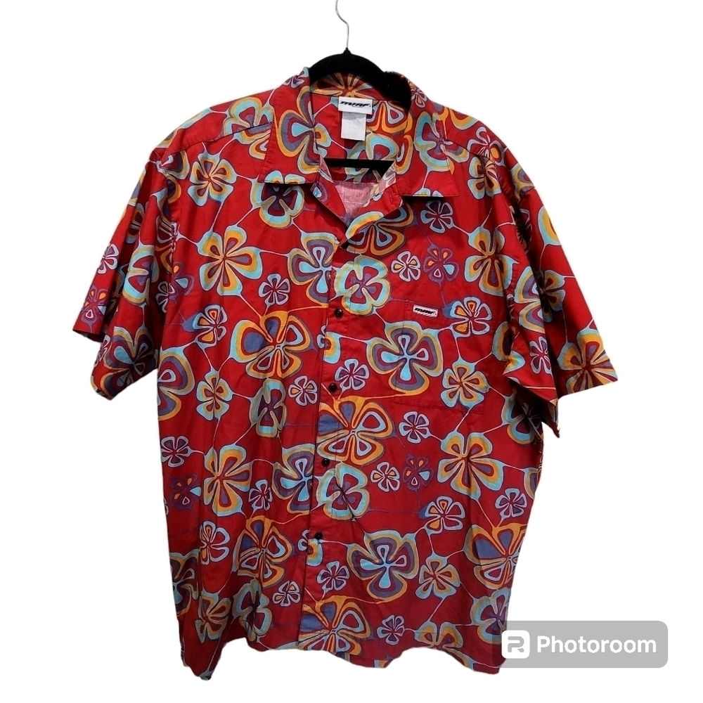 2XL Red Orange 100% Cotton Hawaiian Men's Casual Dress Shirt Office Party VCAY